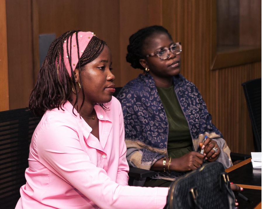 Two participants listening during a session
